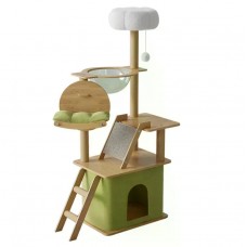 Кігтеточка-комплекс Volso Y-18 для котів з поличками та будиночком, стійка конструкція, висота 1 м