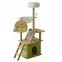Кігтеточка-комплекс Volso Y-18 для котів з поличками та будиночком, стійка конструкція, висота 1 м