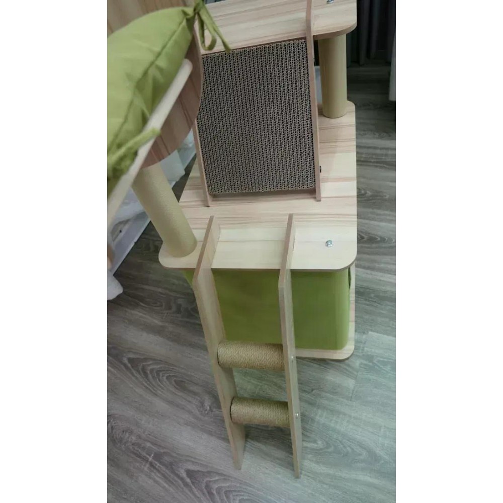 Кігтеточка-комплекс Volso Y-18 для котів з поличками та будиночком, стійка конструкція, висота 1 м