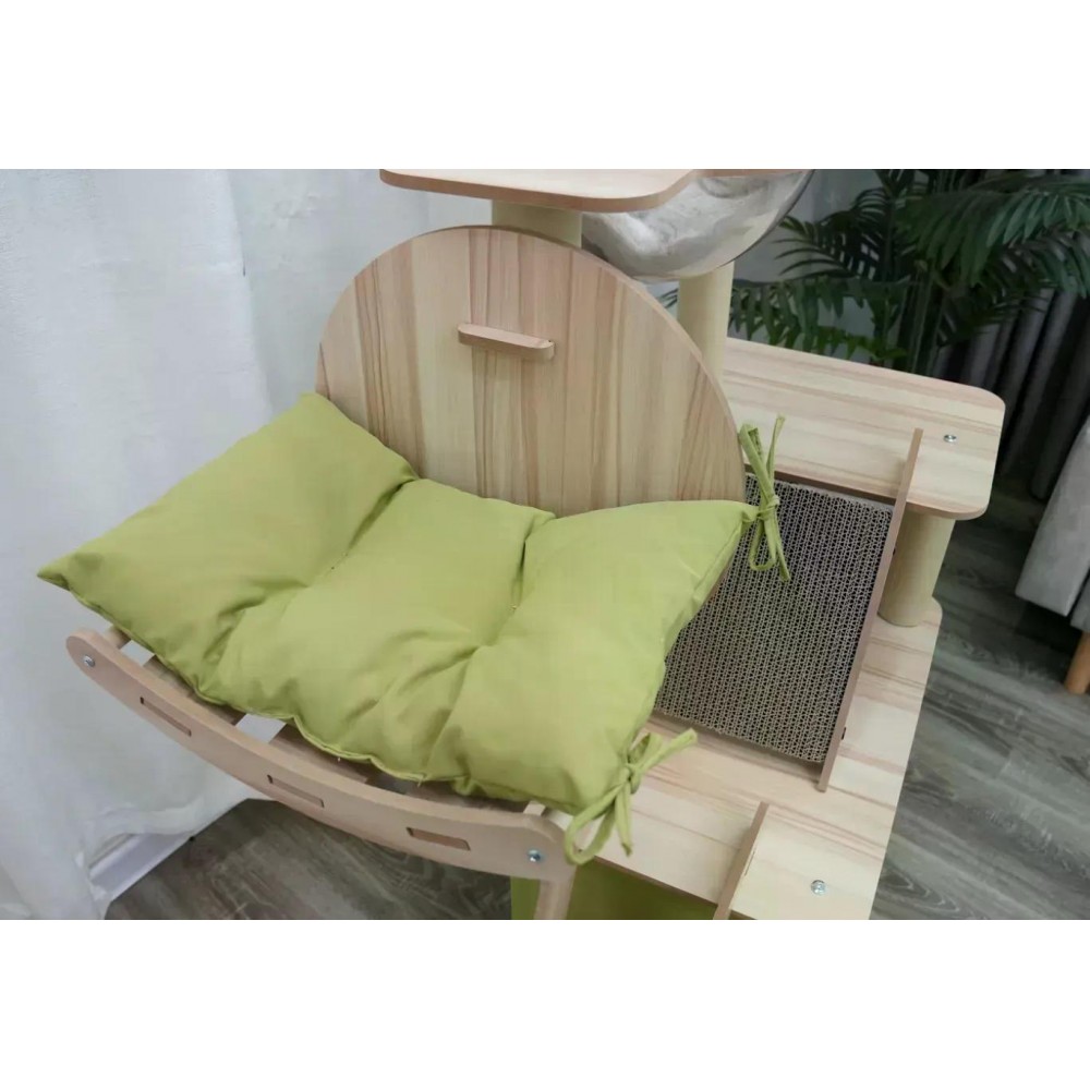 Кігтеточка-комплекс Volso Y-18 для котів з поличками та будиночком, стійка конструкція, висота 1 м