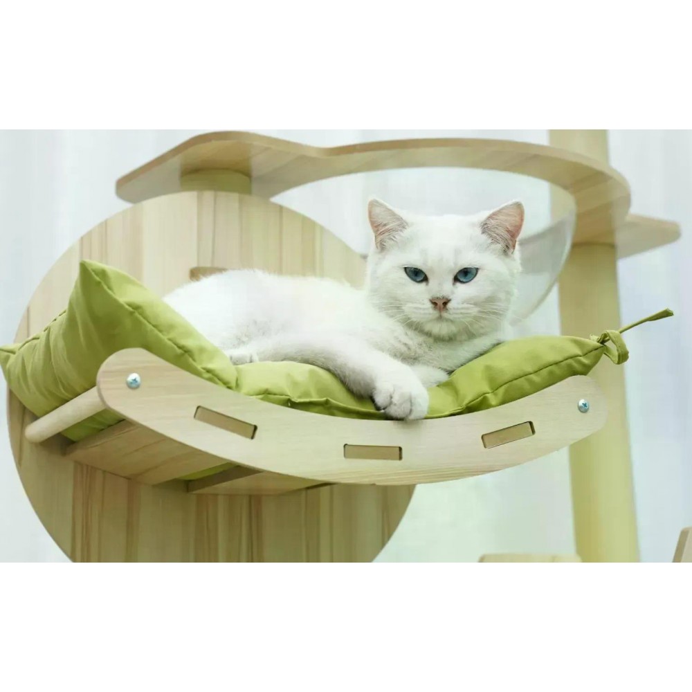 Кігтеточка-комплекс Volso Y-18 для котів з поличками та будиночком, стійка конструкція, висота 1 м