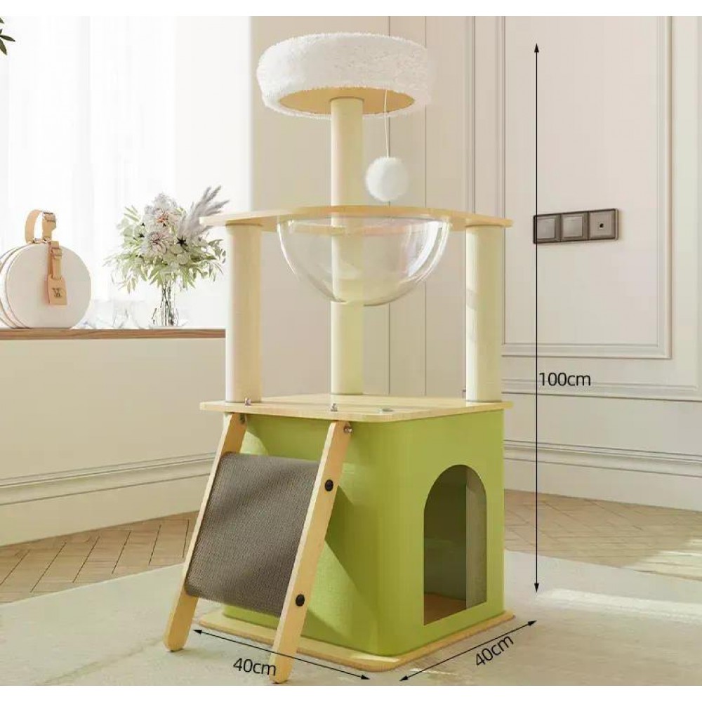 Кігтеточка-комплекс Volso Y-25 для котів з поличками та будиночком, стійка конструкція