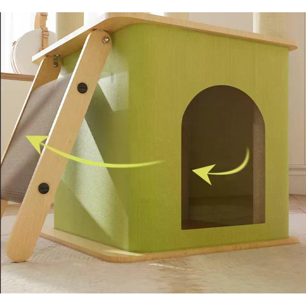 Кігтеточка-комплекс Volso Y-25 для котів з поличками та будиночком, стійка конструкція