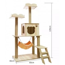Кігтеточка-комплекс для кота Volso Y-5 (Cat Tree) з поличками та будиночком, стійка конструкція
