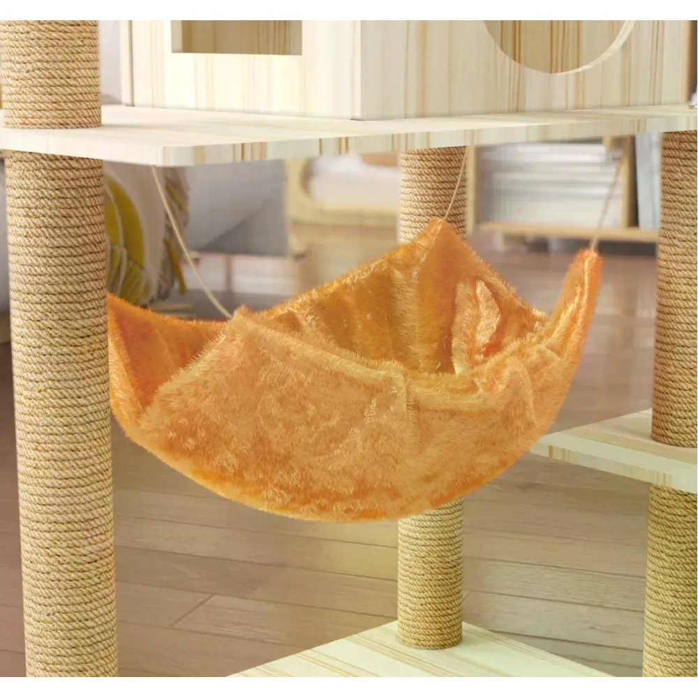 Кігтеточка-комплекс для кота Volso Y-5 (Cat Tree) з поличками та будиночком, стійка конструкція