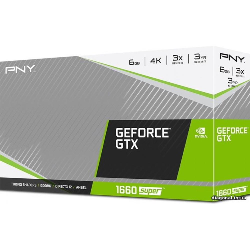 Видеокарта PNY GeForce GTX 1660 SUPER 6GB Single Fan (VCG16606SSFPPB)