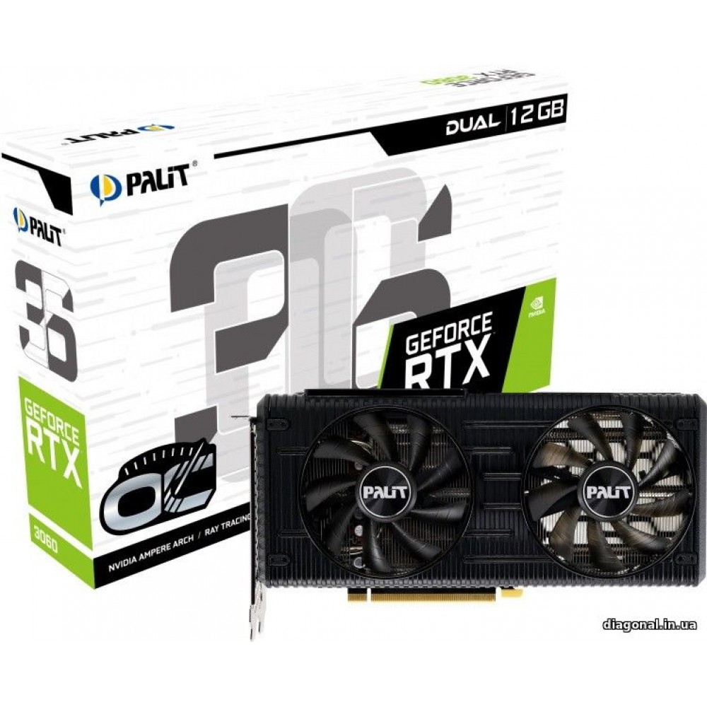 Видеокарта Palit GeForce RTX 3060 12 GB Dual OC (NE63060T19K9-190AD)