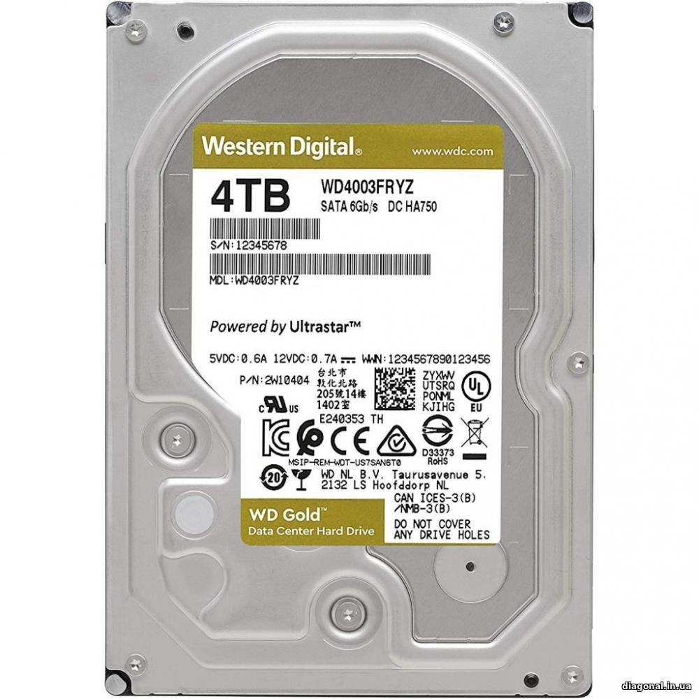 Жесткий диск WD Gold Enterprise Class 4 TB (WD4003FRYZ)
