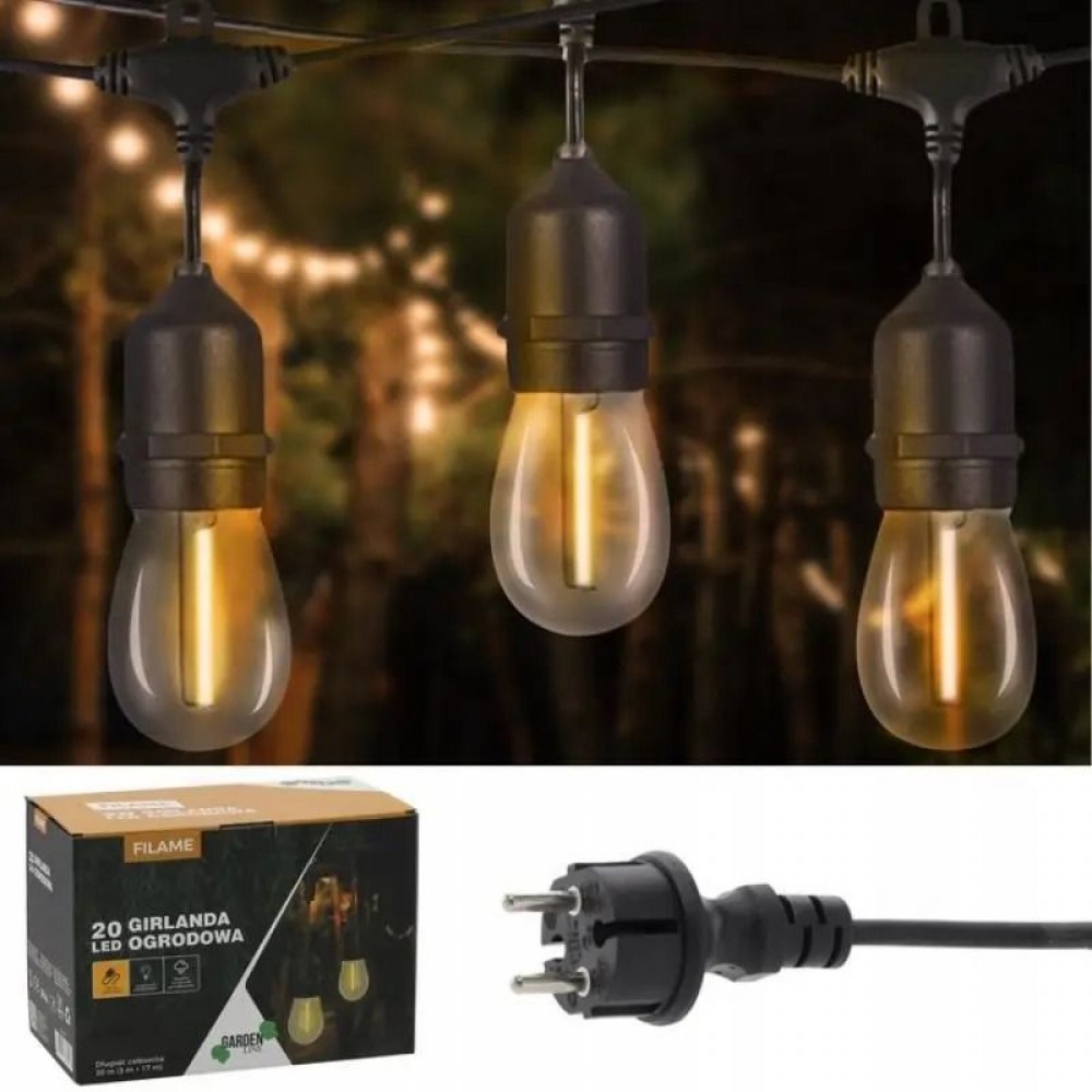 Декоративна гірлянда 20 LED 20 м на сонячній батареї, теплий білий Garden Line SOL1250