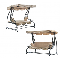 Гойдалка садова  210x120x170 см з навісом для літнього відпочинку GardenLine KRE0759 бежева