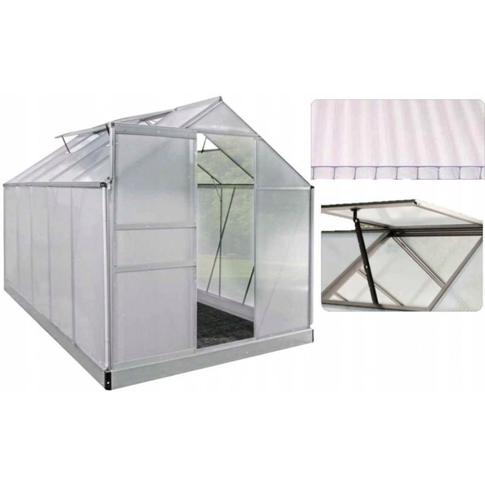 Теплиця, парник з полікарбонату 310 x 190 x 195 см, алюмінієвий каркас Bass Polska 85952-AL